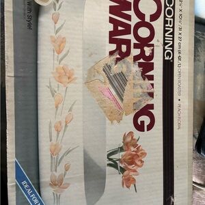 CorningWare Peach Floral Design open roaster new